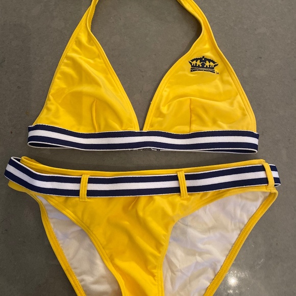 Corona 2 Piece Yellow and Blue Bikini Set Size Medium - Picture 1 of 8